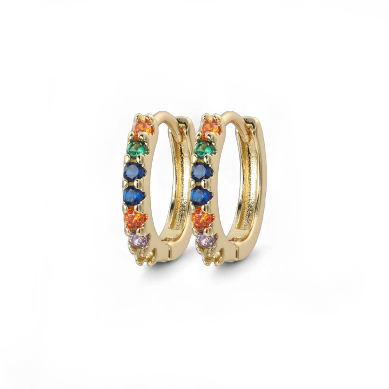 Aretes de aro Huggie con piedras preciosas