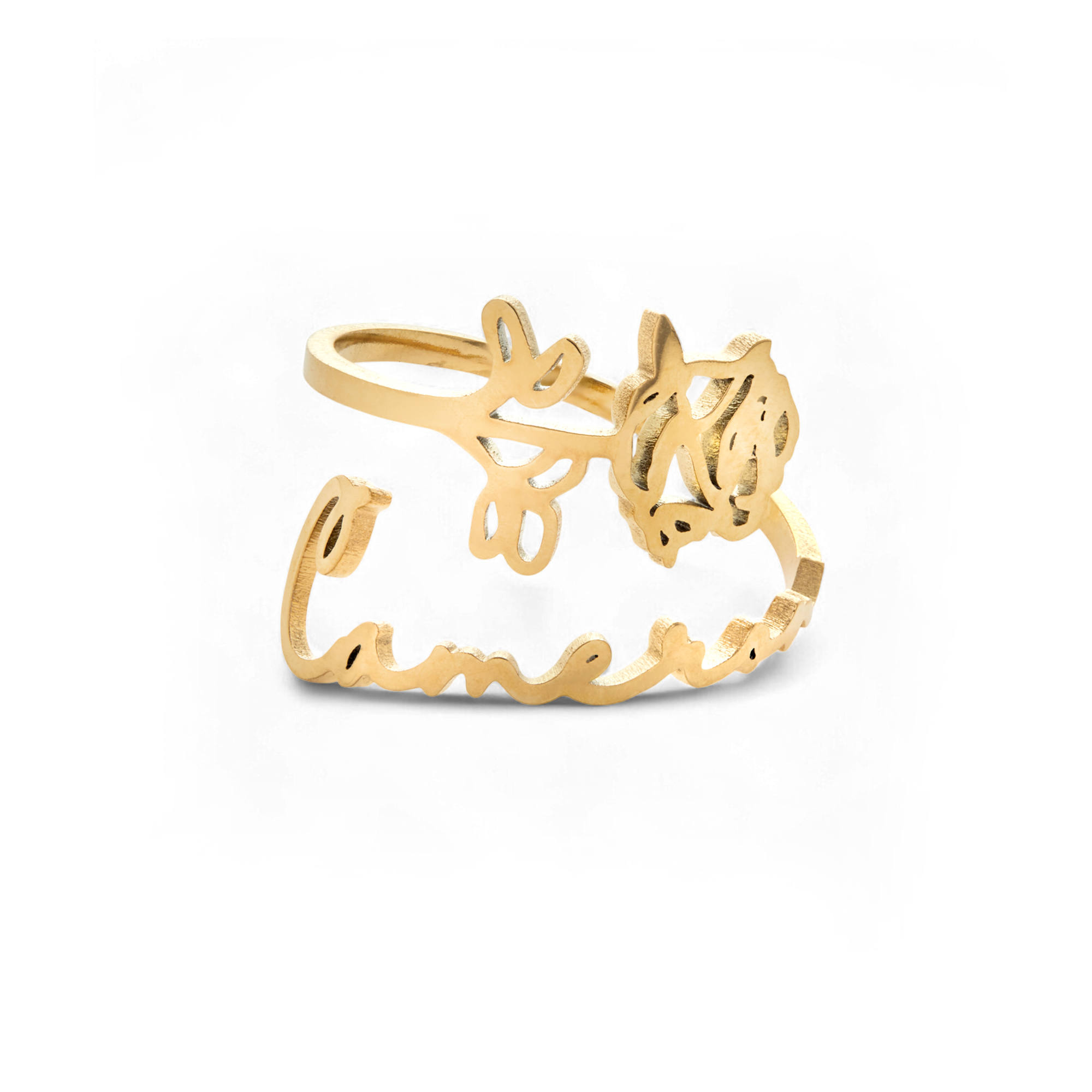 Anillo con nombre de flor de nacimiento