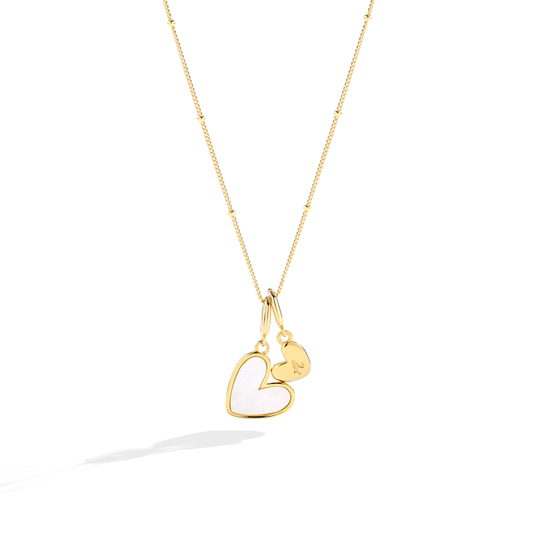 Mother Of Pearl Heart Initial Necklace