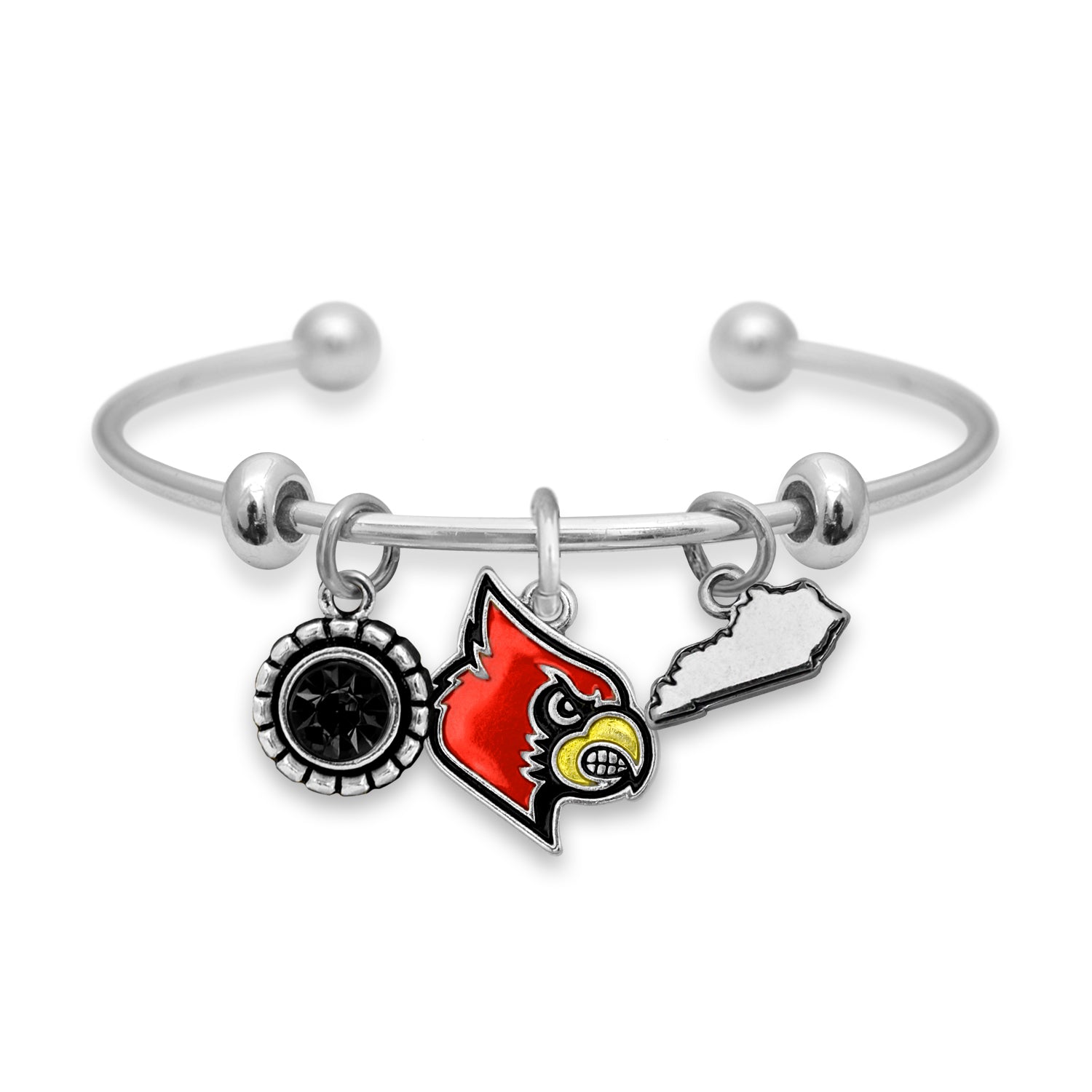 Louisville Cardinals L Sterling Silver Bangle Bracelet