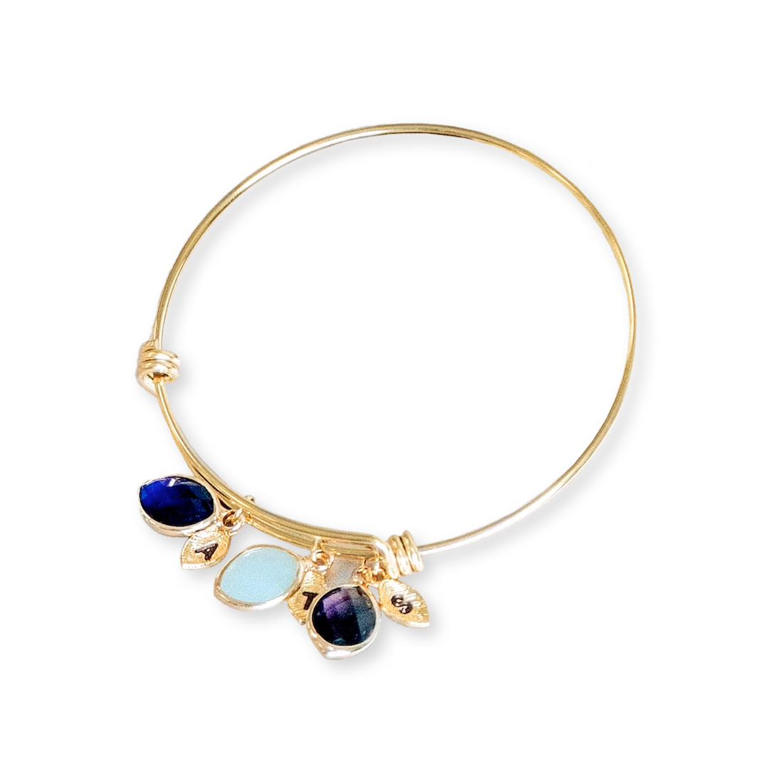 Pulsera con abalorio familiar con piedra de nacimiento