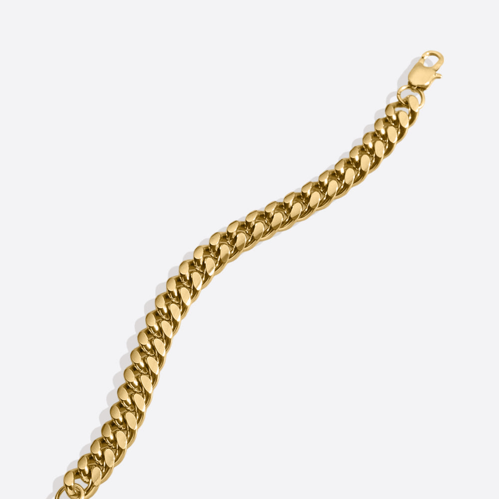 10mm Cuban Link Chain Bracelet - Gold / 7"