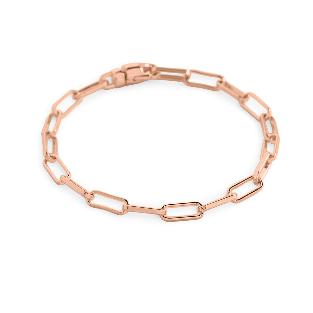 Open Link Paperclip Chain Bracelet - 18k Rose Gold Plated / 7"