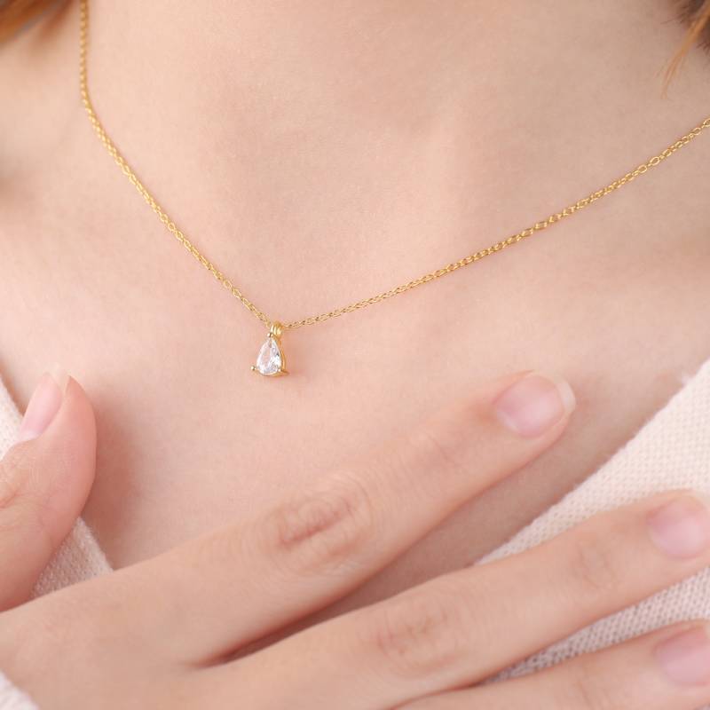 Solitaire Diamond Pendant Necklace - Default Title
