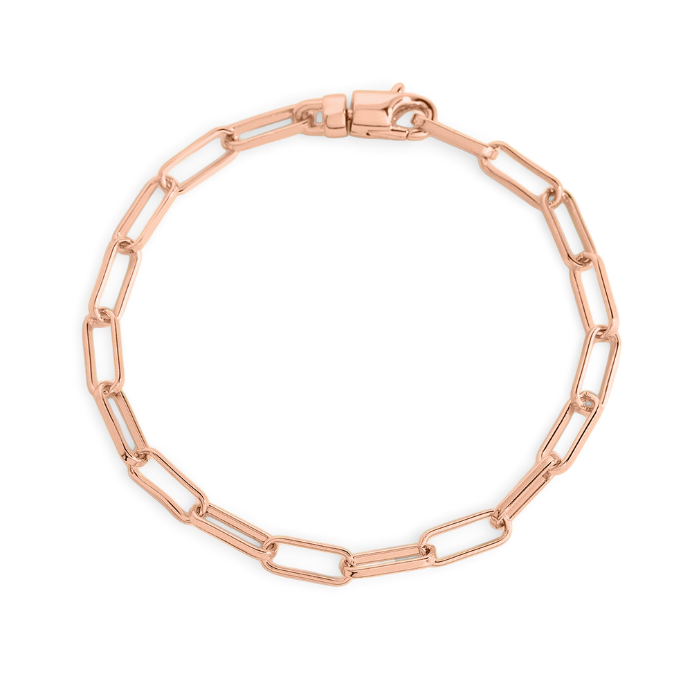 Open Link Paperclip Chain Bracelet - 18k Rose Gold Plated / 7"
