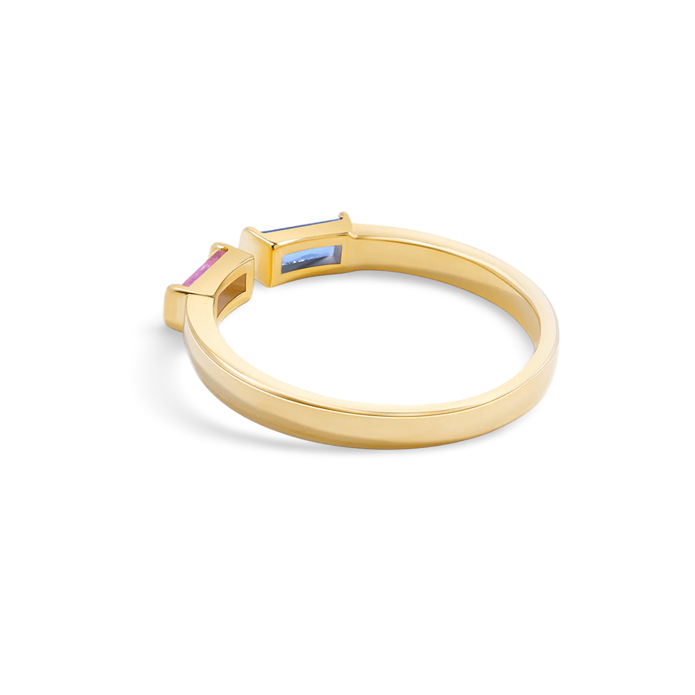 Adjustable Double Birthstone Ring - 18k Gold Plated / Medium (Size 7-8)