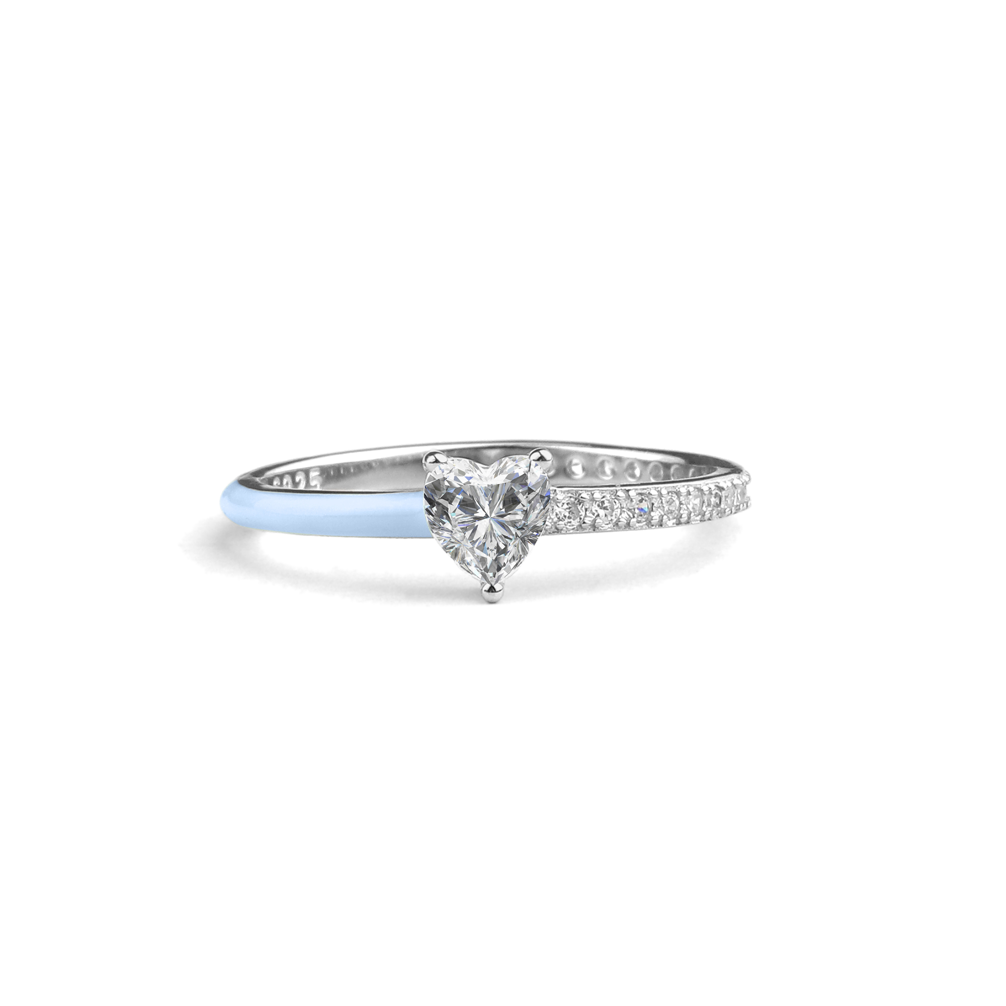 A heart-cut half enamel ring with a message card that includes the text 'No One Is You And That Is Your Power'.