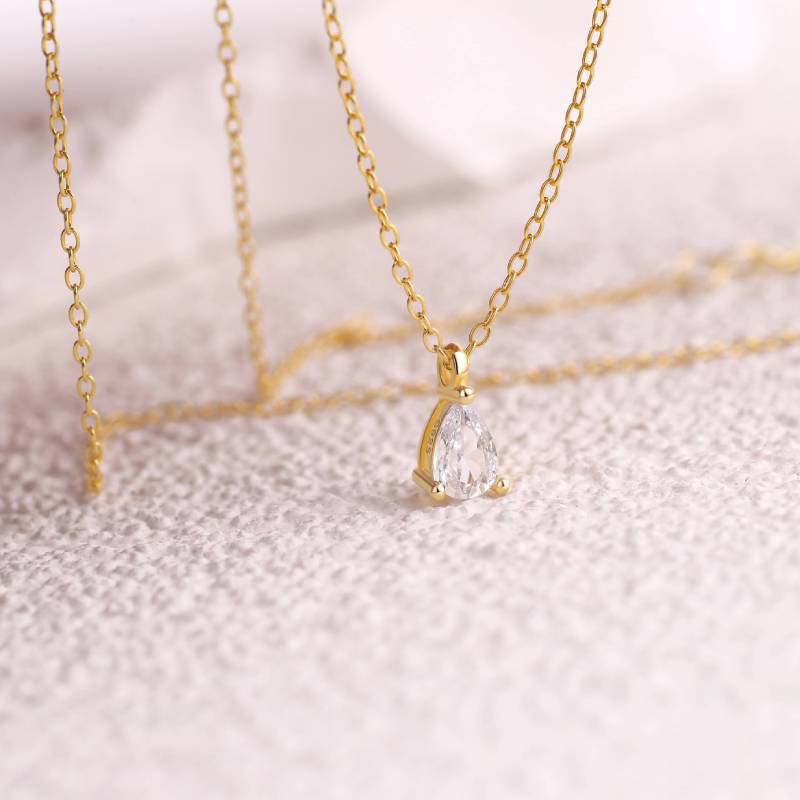 Solitaire Diamond Pendant Necklace - Default Title