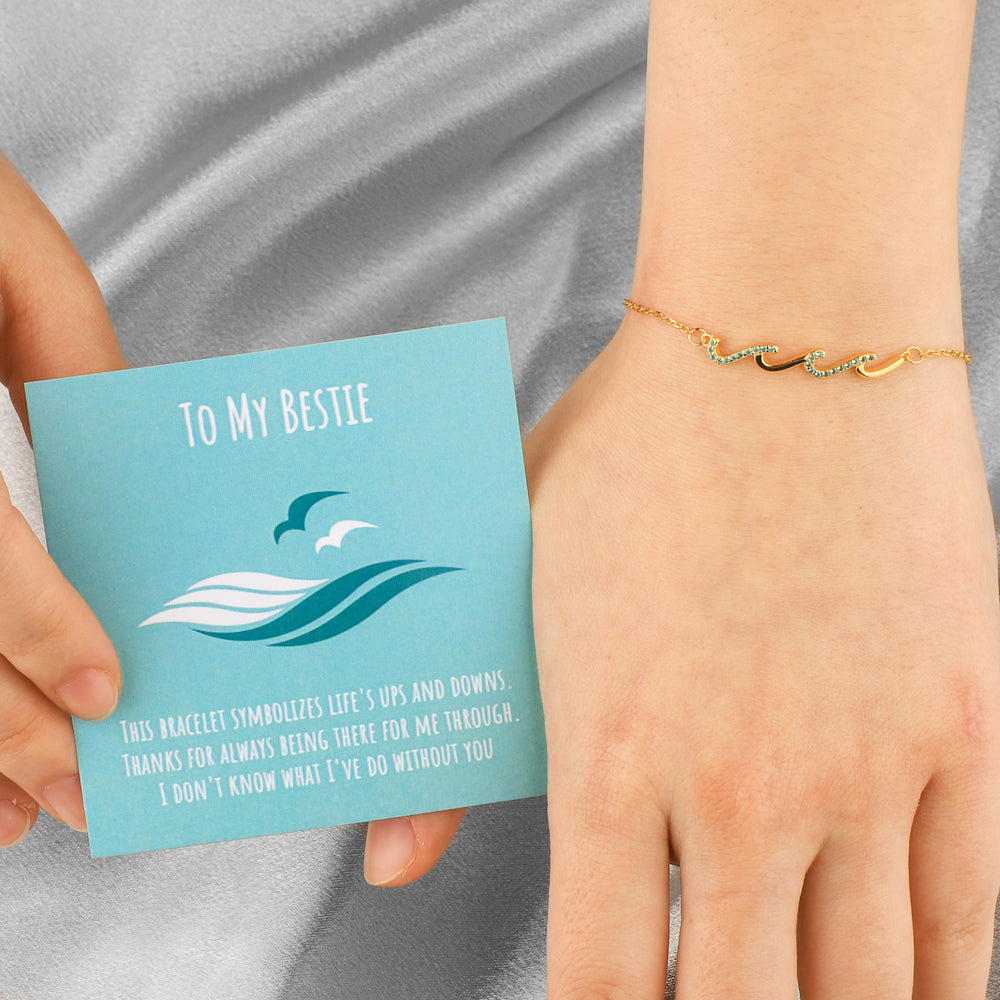 To My Bestie Dainty Triple Wave Friendship Bracelet - 18k Gold Plated