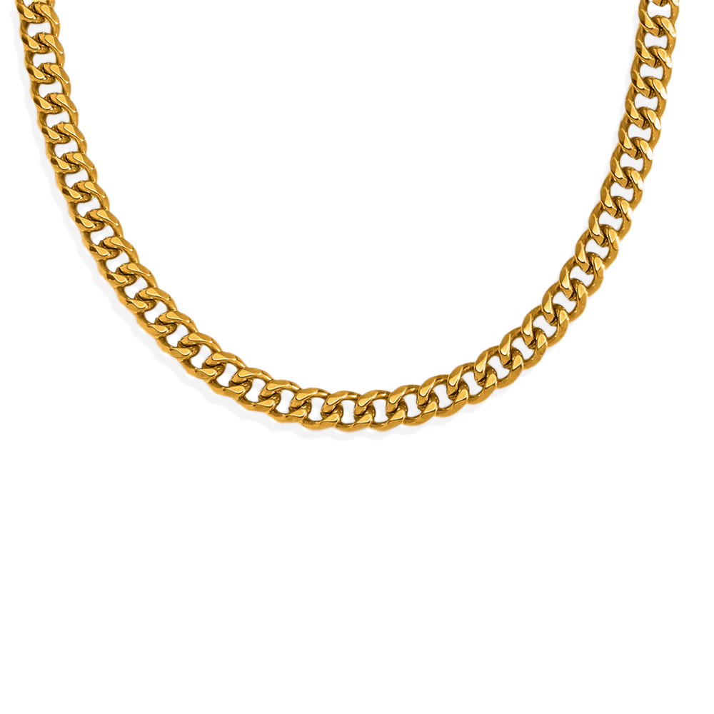 8mm Cuban Chain Necklace - 18k Gold Plated / 22"