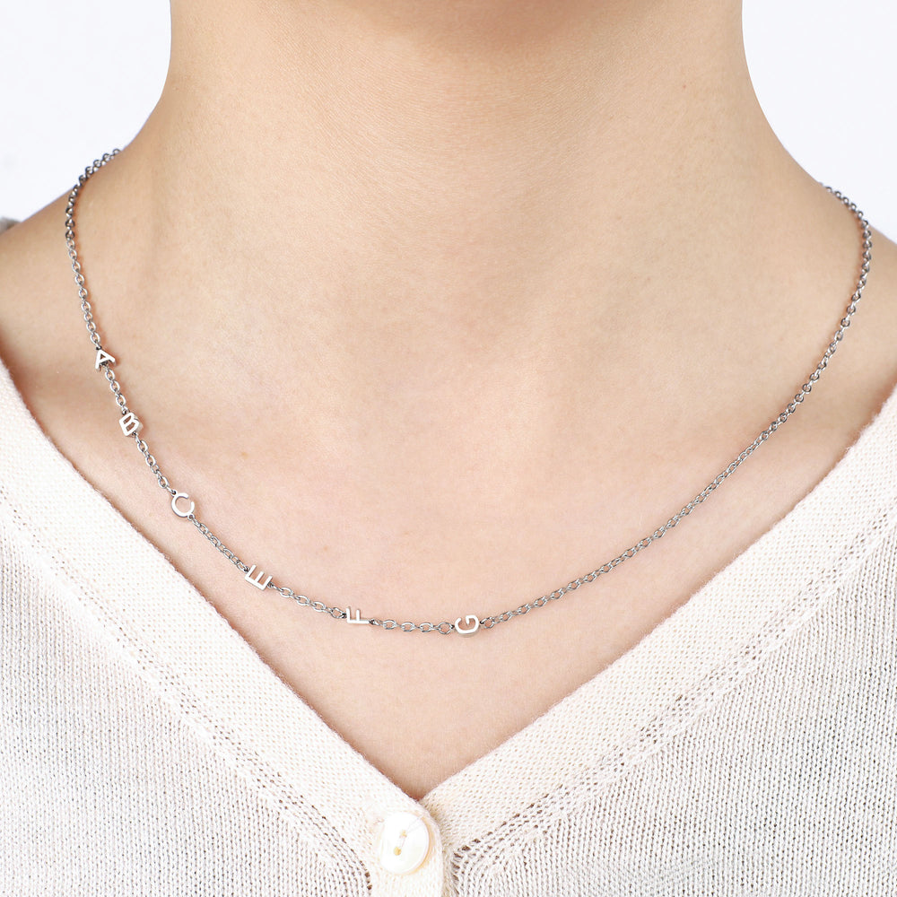 Collar con Iniciales de Lado - Plata