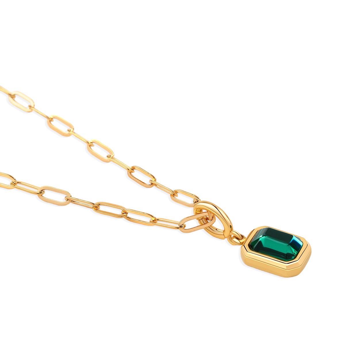 Baguette Birthstone Charm Necklace