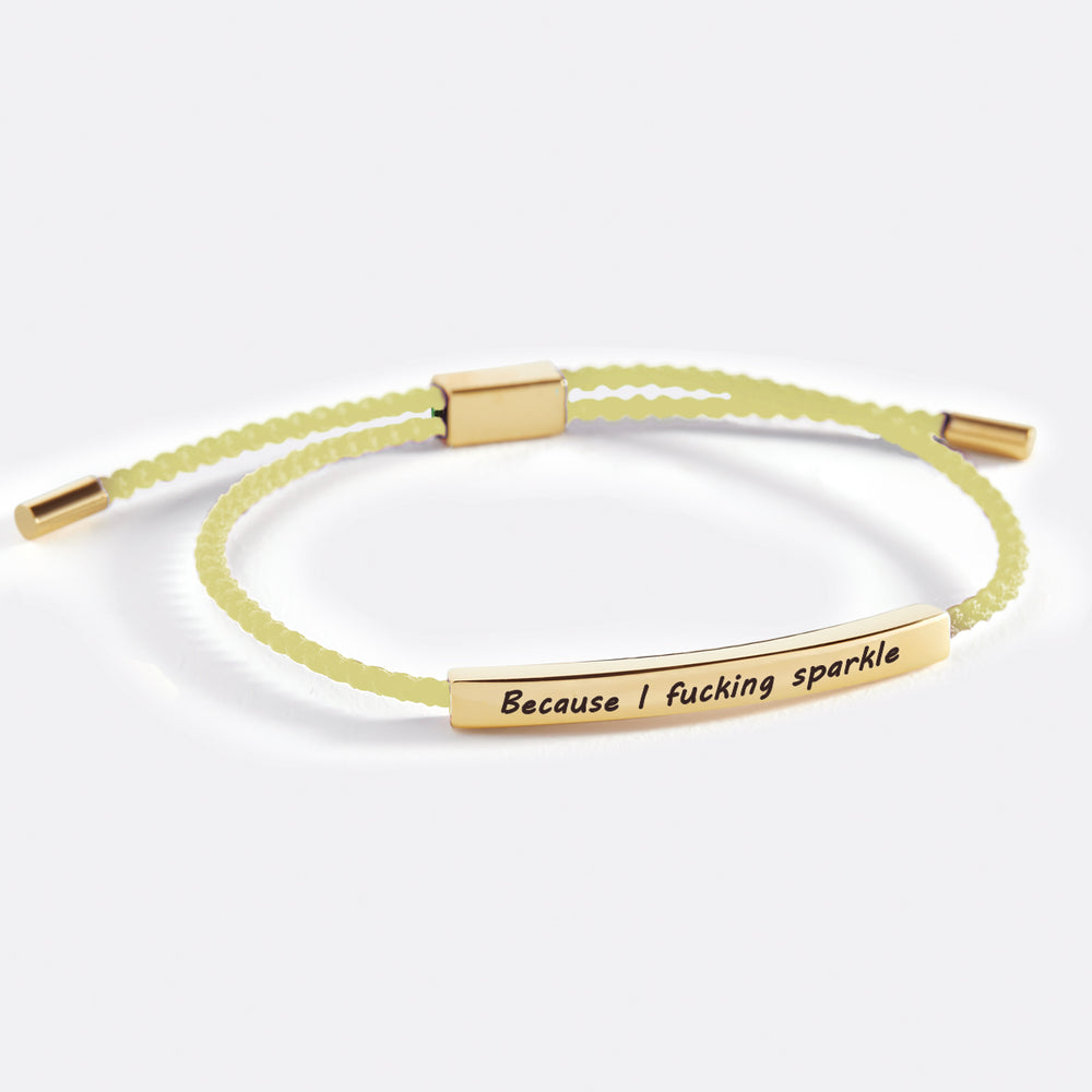 Because I F♥cking Sparkle Inspire Bracelet - Gold / Lemon Yellow / Standard