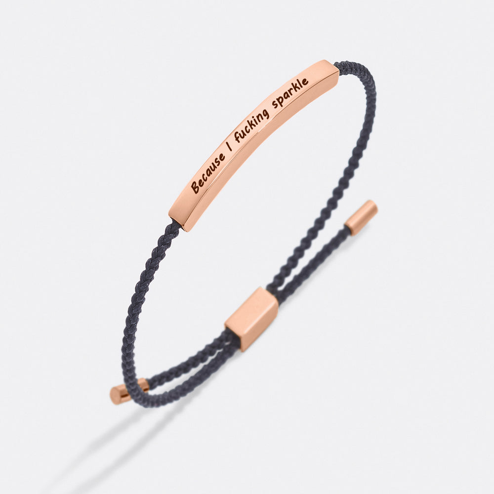 Because I F♥cking Sparkle Inspire Bracelet - 18k Rose Gold Plated / Midnight Black / Standard