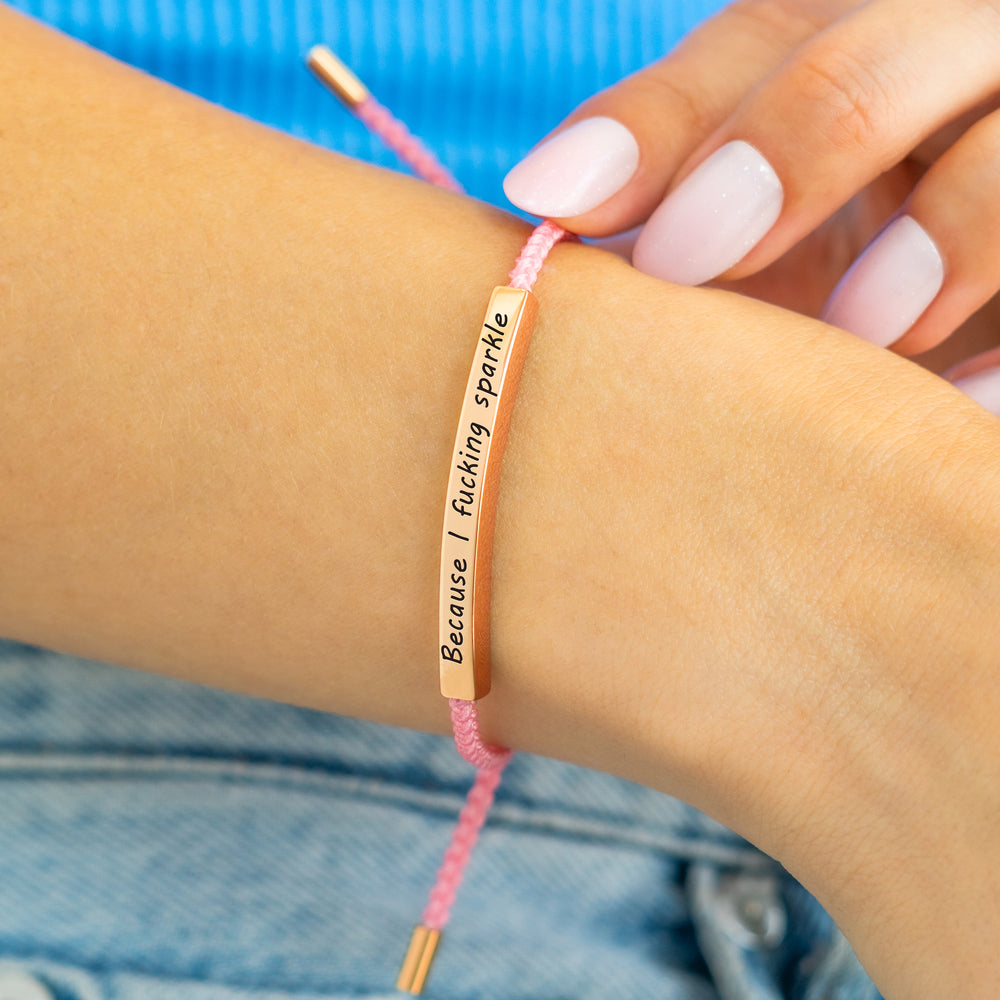 Because I F♥cking Sparkle Inspire Bracelet - 18k Rose Gold Plated / Midnight Black / Standard