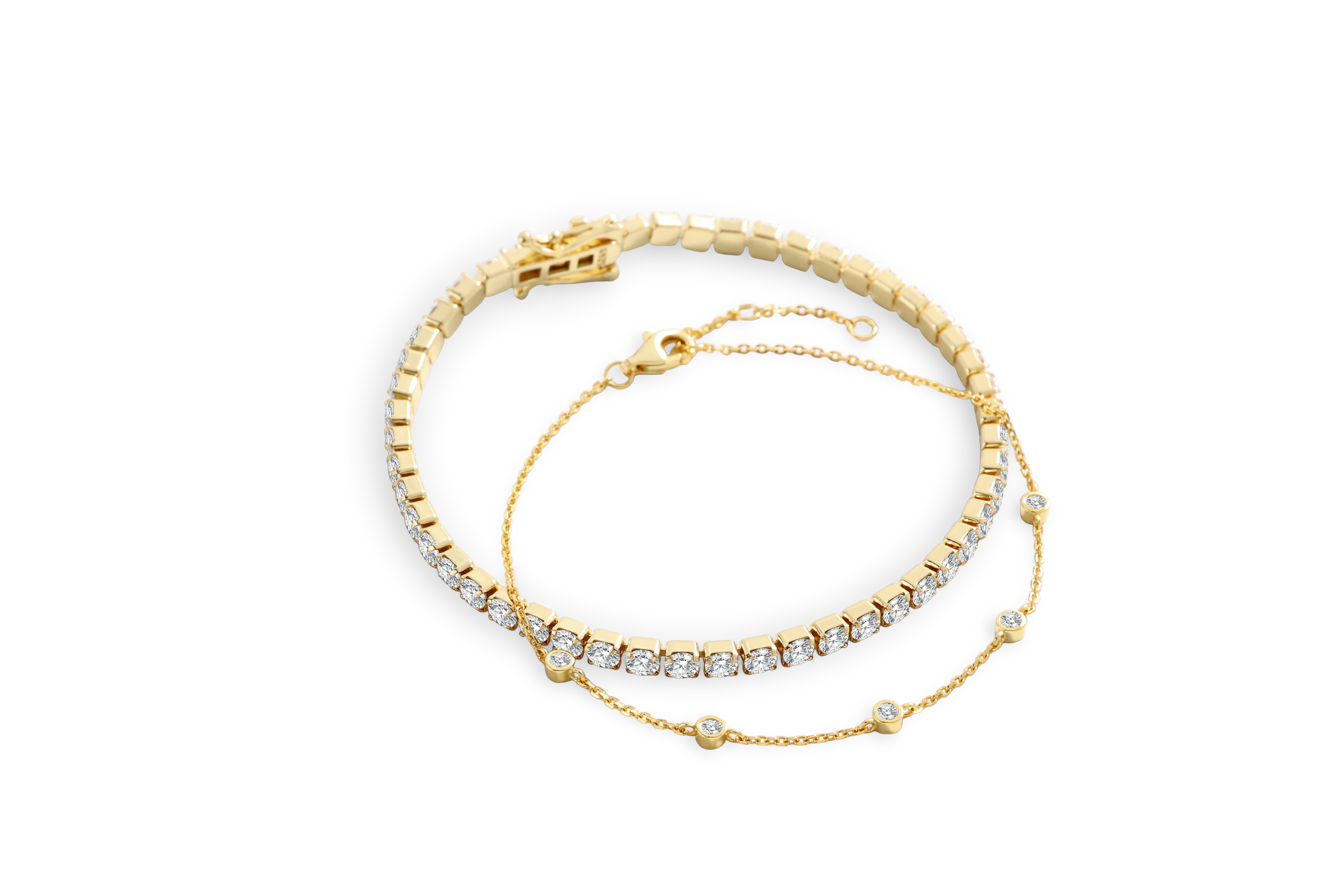 Bezel Set Bracelet and Tennis Bracelet Bundle