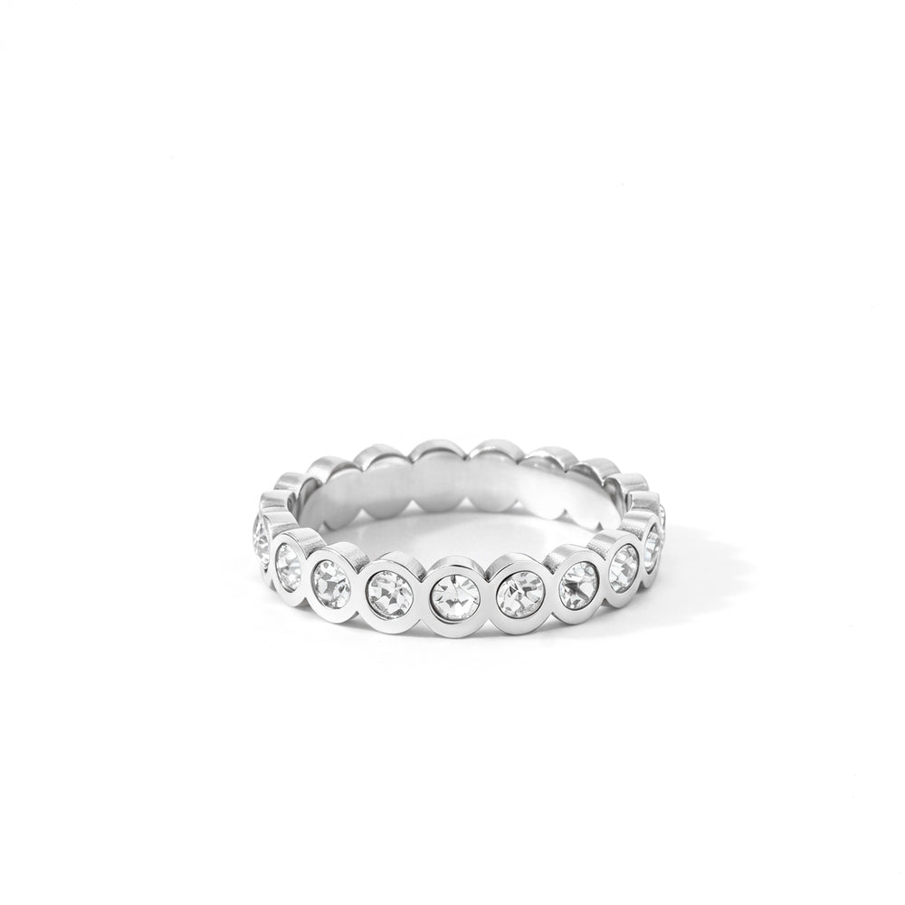 Bezel Set Eternity Stacking Ring - Silver / 6