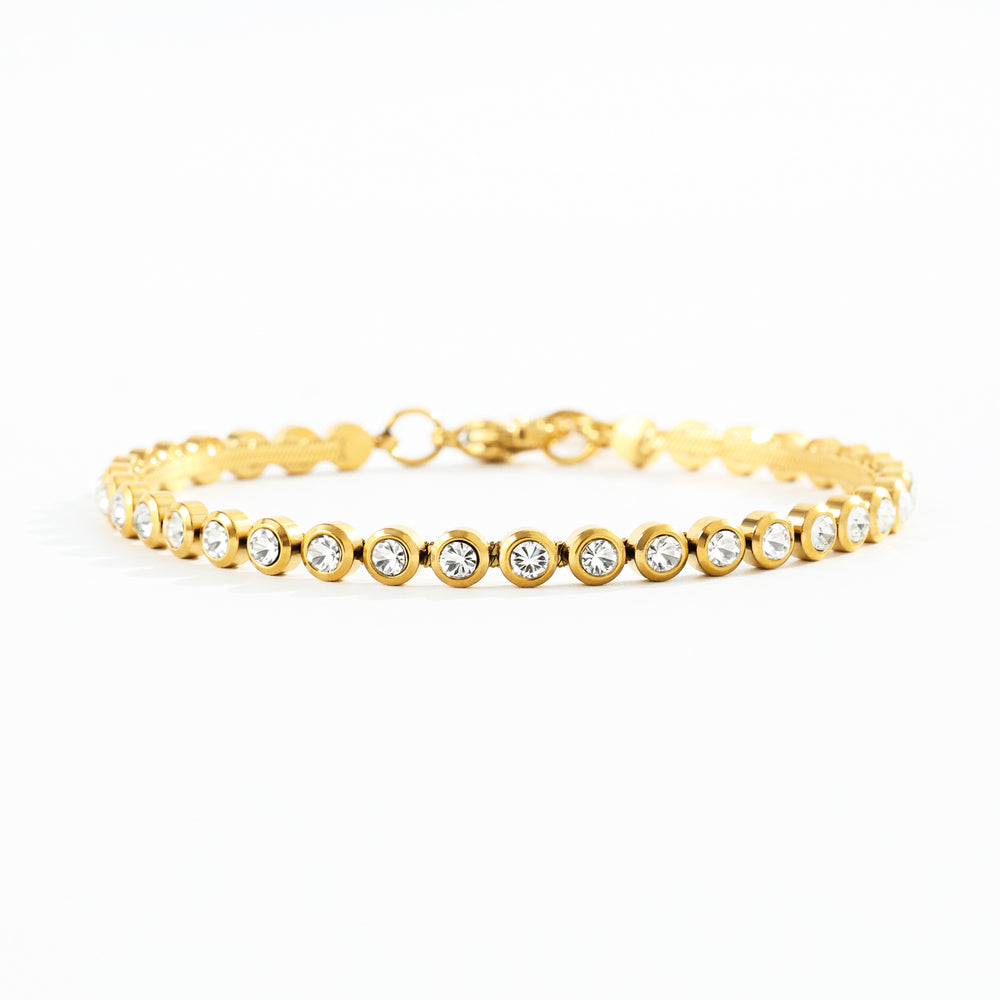 Bezel Tennis Bracelet - Gold / 6.5" + 1"