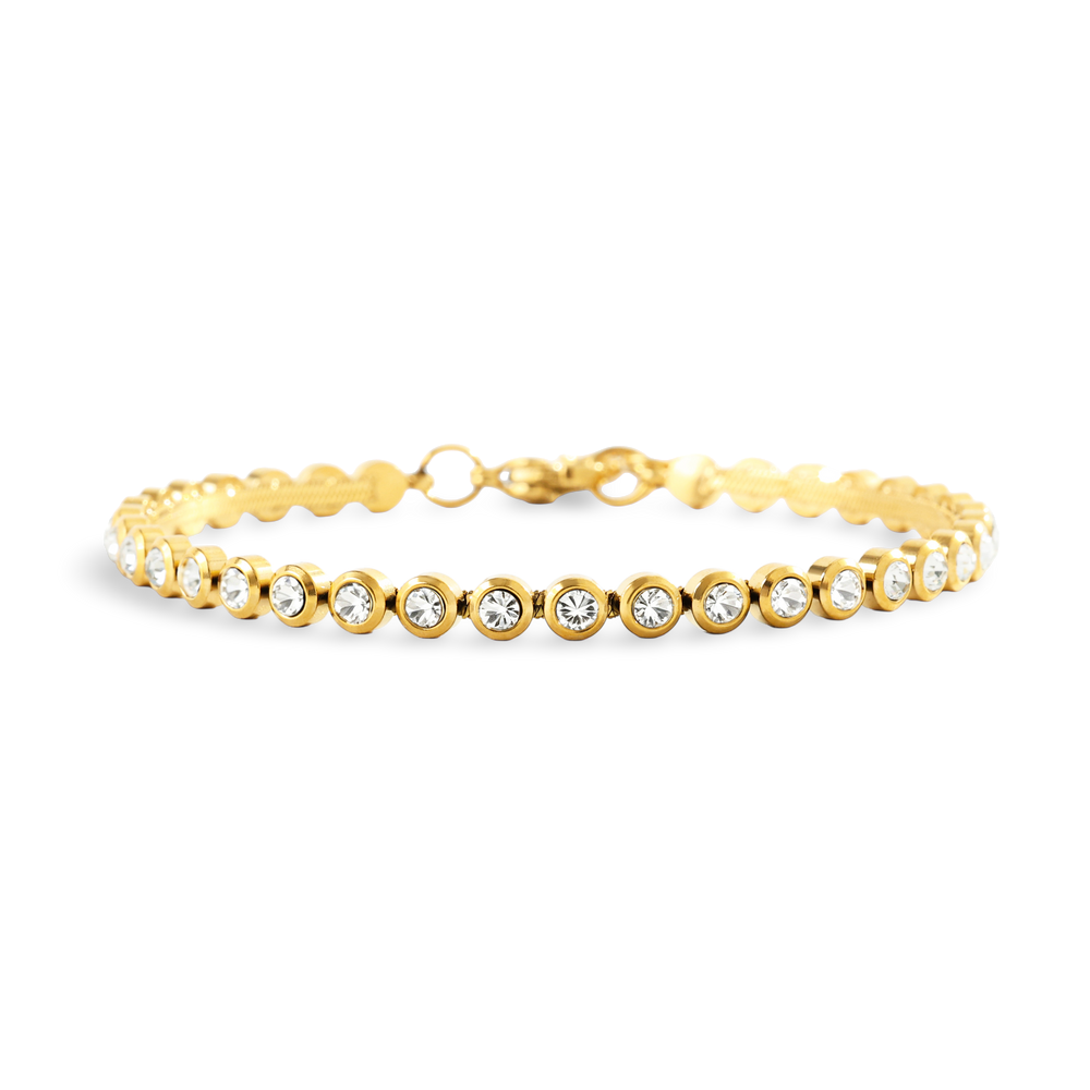 Bezel Tennis Bracelet - 18k Gold Plated / 6.5" + 1"