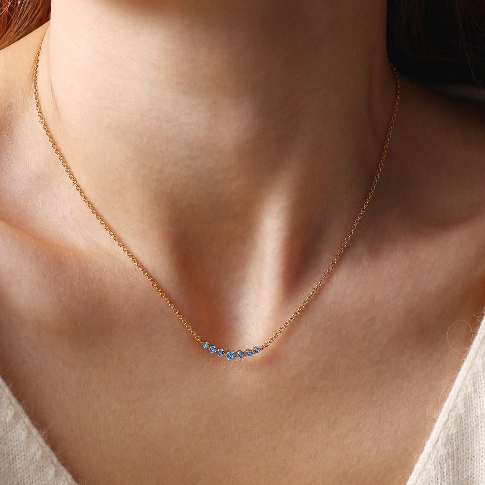 Birthstone Arc Necklace - Gold / January Garnet / 16" + 2"