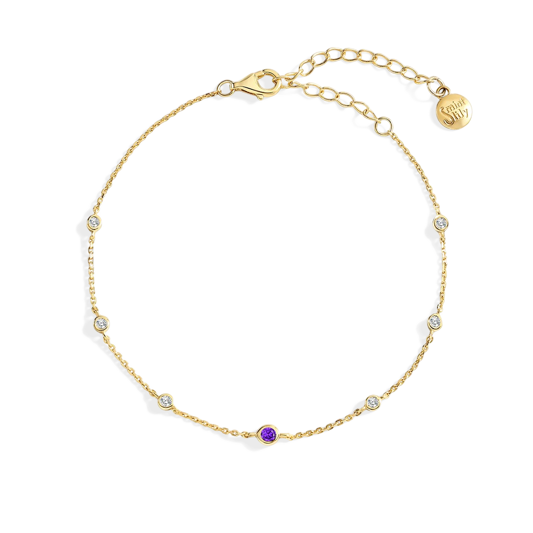 February Birthstone Station Bracelet