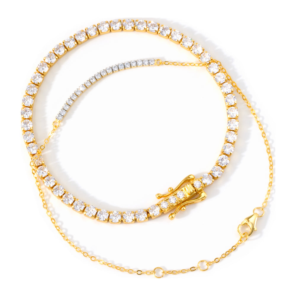 Classic Tennis & Petite Line Bracelet Stack - Gold / 7"