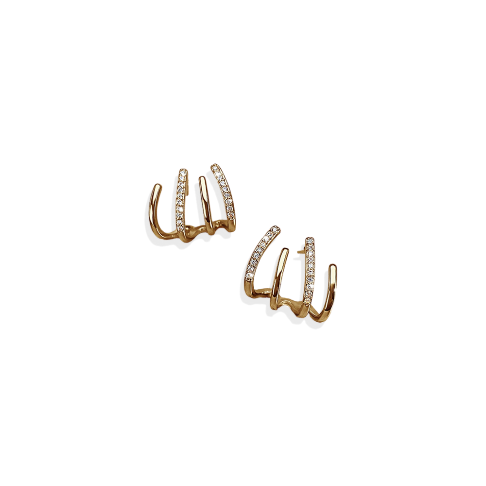 Claw Stud Wrap Earrings - Gold