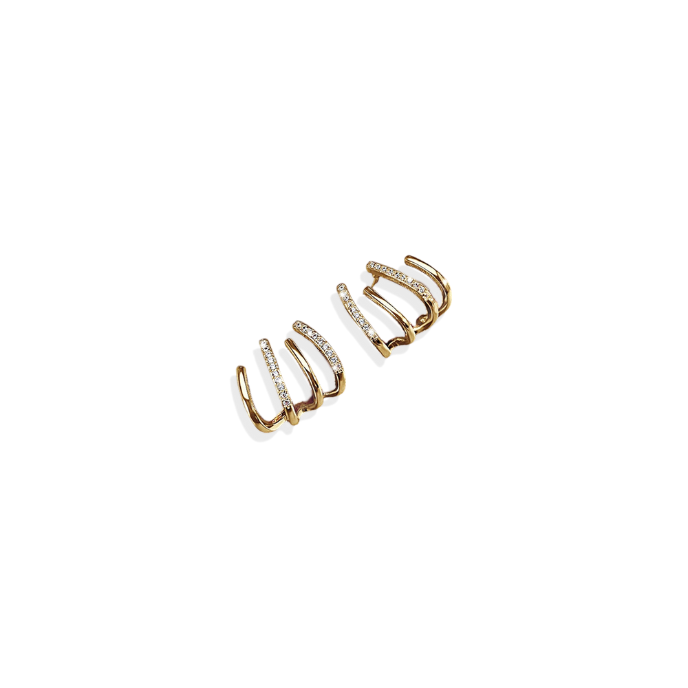 Claw Stud Wrap Earrings - Gold