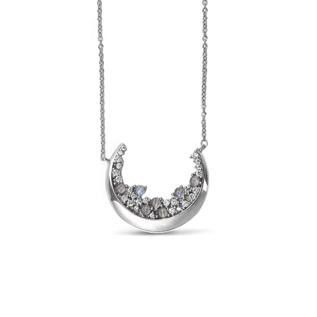 Crescent Moonstone Pendant Necklace