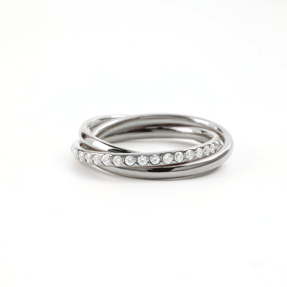 Crystal Interlocking Fidget Ring - Silver / 9