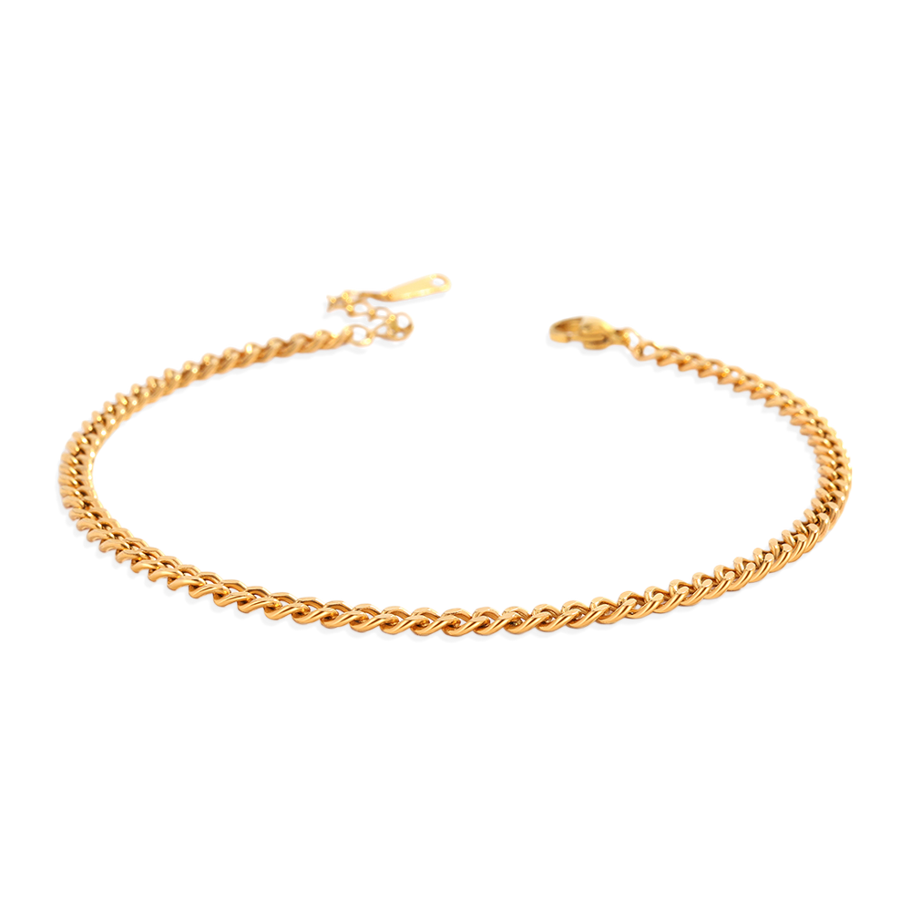 Tobillera con cadena de eslabones - Chapado en oro de 18 quilates.