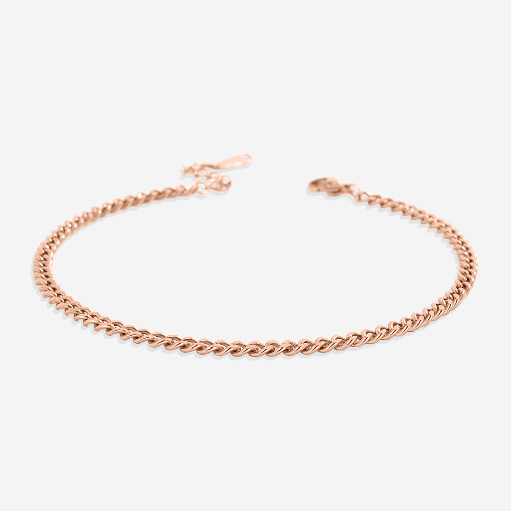 Tobillera con cadena de eslabones - Chapado en oro rosa de 18 quilates.