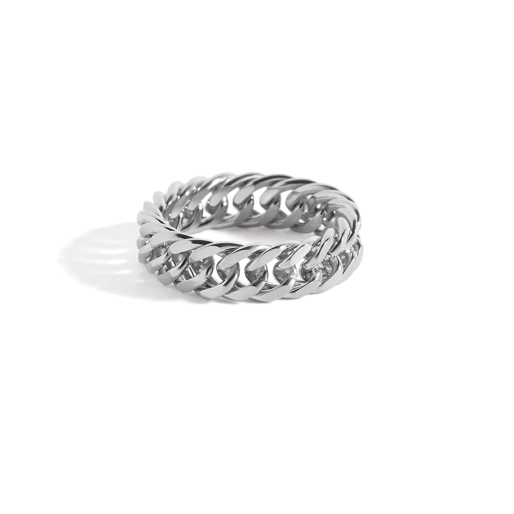 Anillo de cadena de bordillo - Plata / EE. UU. 7