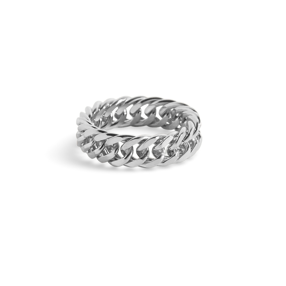 Anillo de cadena de bordillo - Plata / Estados Unidos 10