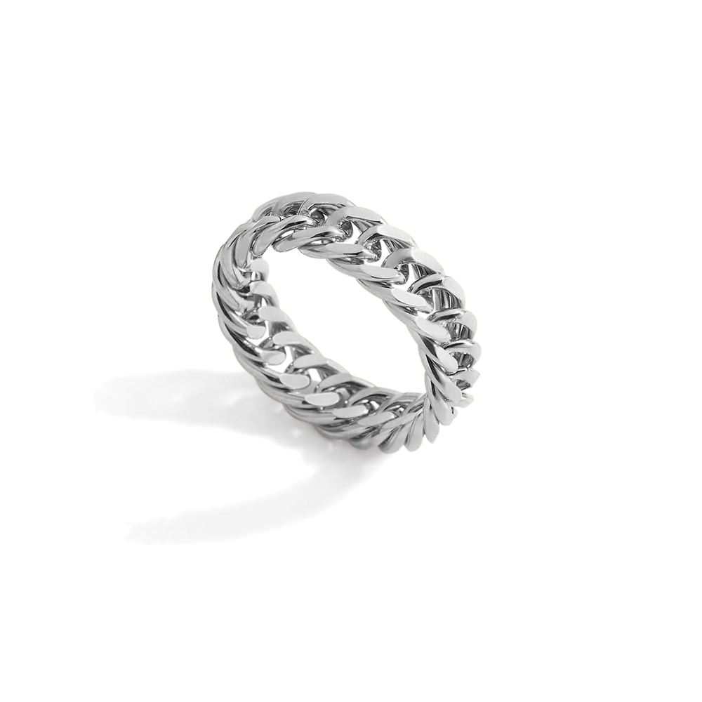 Anillo de cadena de bordillo - Plata / EE. UU. 7