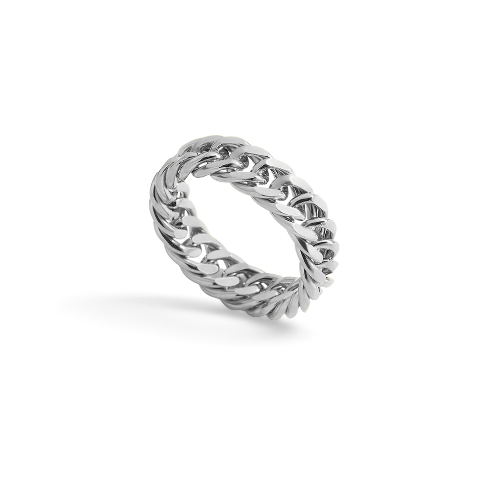 Anillo de cadena de bordillo - Plata / Estados Unidos 10