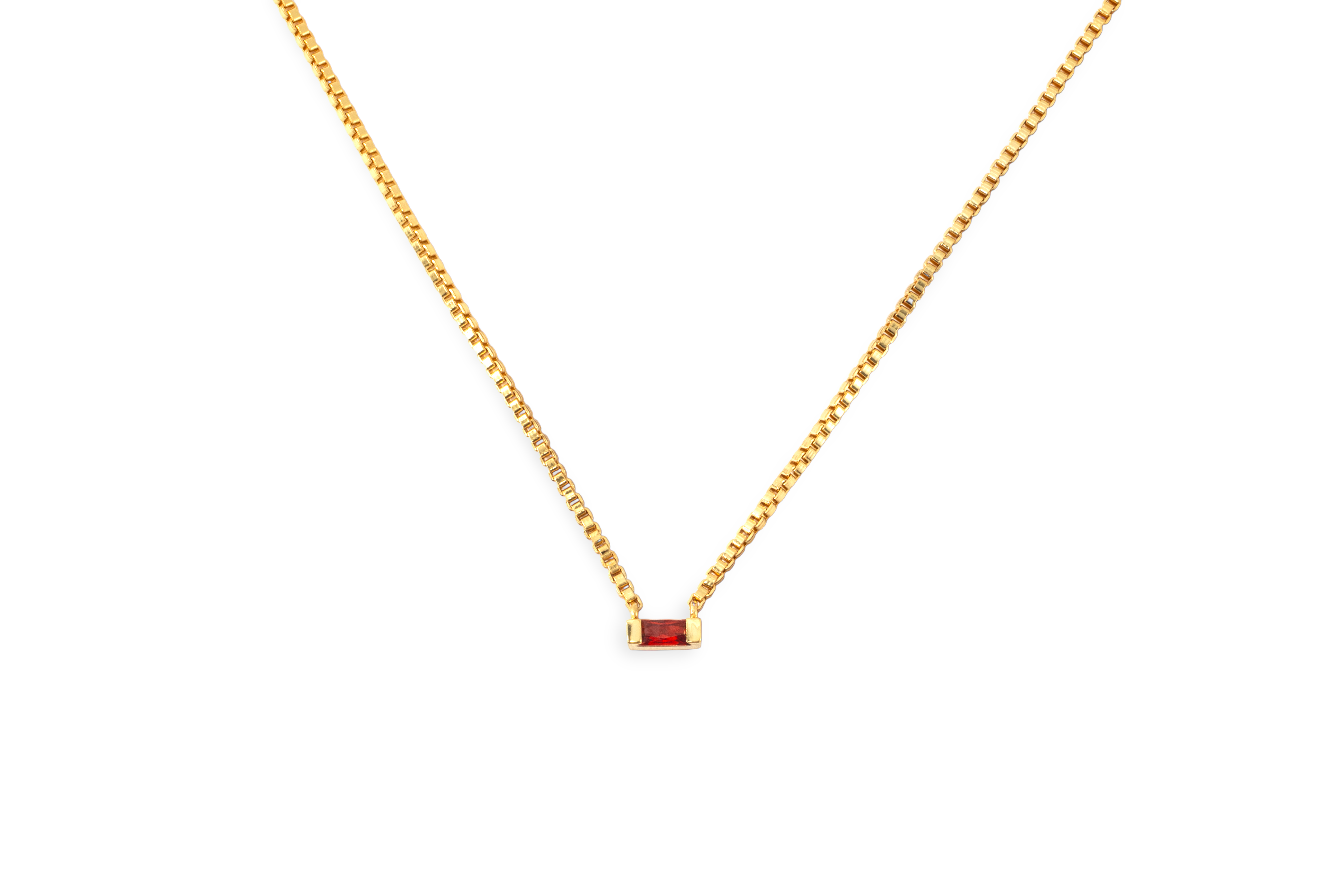 Dainty Baguette Birthstone Necklace