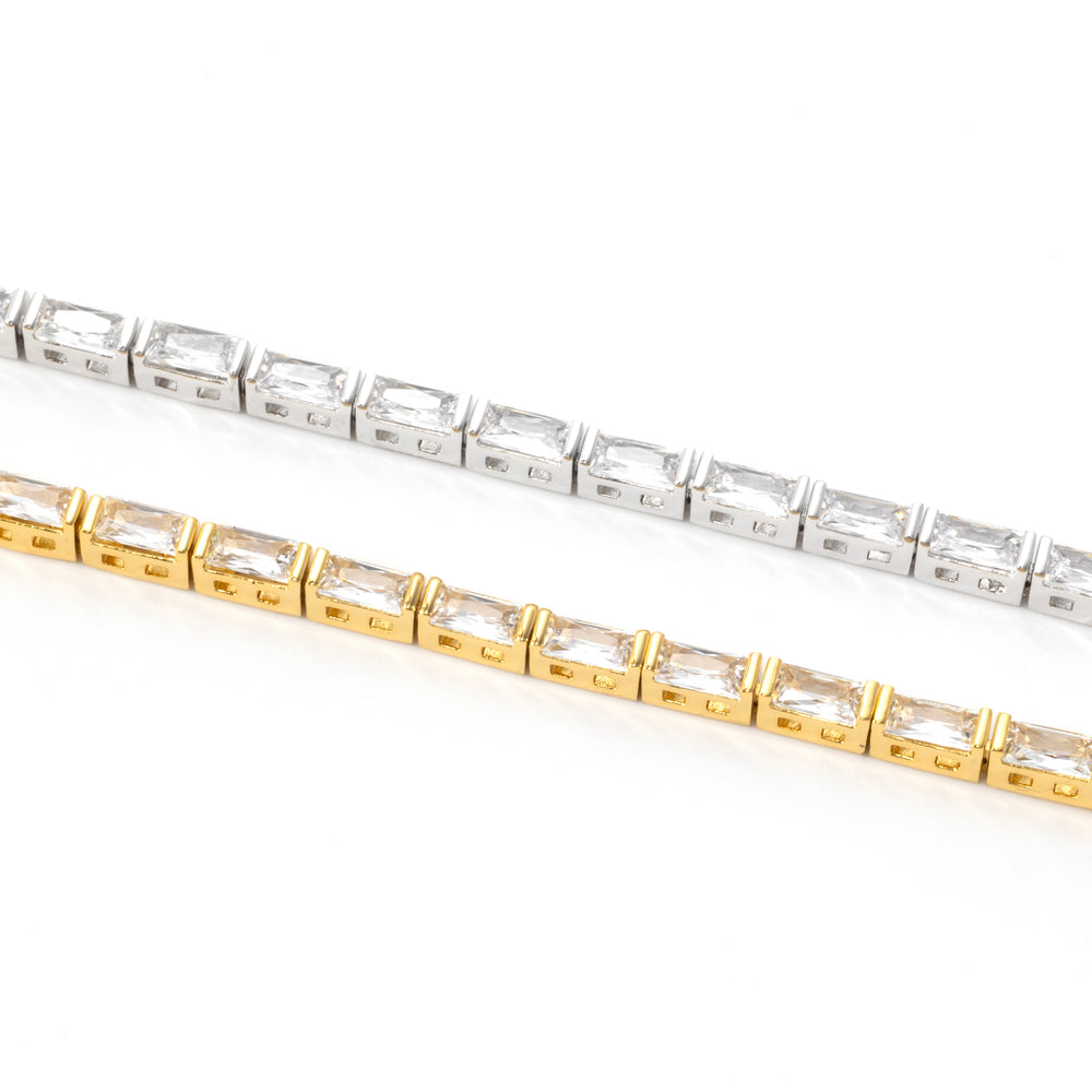 Dainty Baguette Tennis Bracelet - Gold / 6.5"+1"