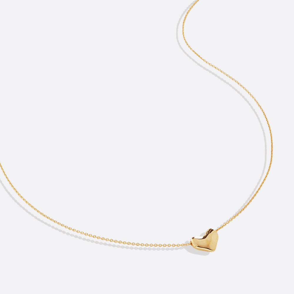 Dainty Bubble Heart Necklace - 18k Gold Plated
