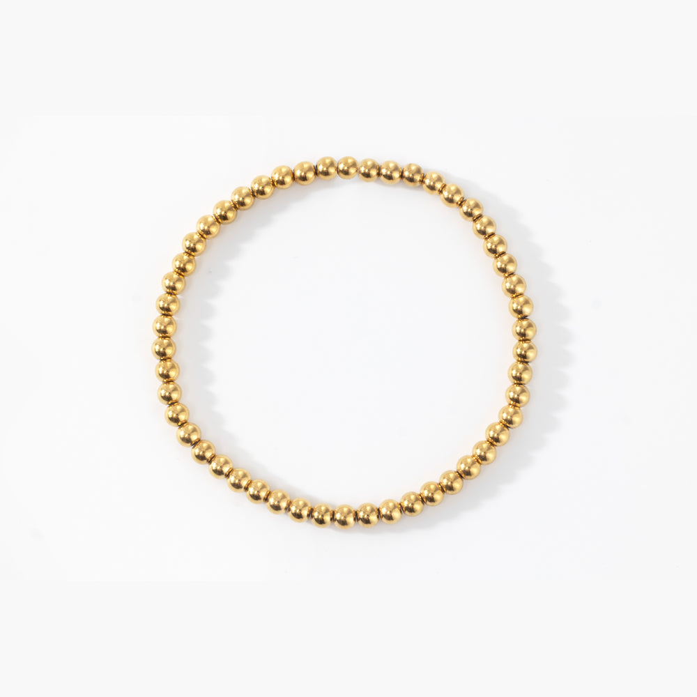Dainty Gold Beaded Bracelet - 4mm / 6"