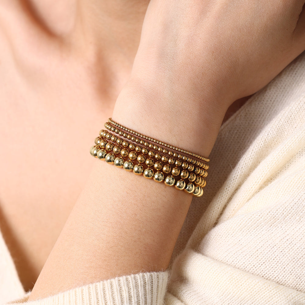 Dainty Gold Beaded Bracelet - 4mm / 6"