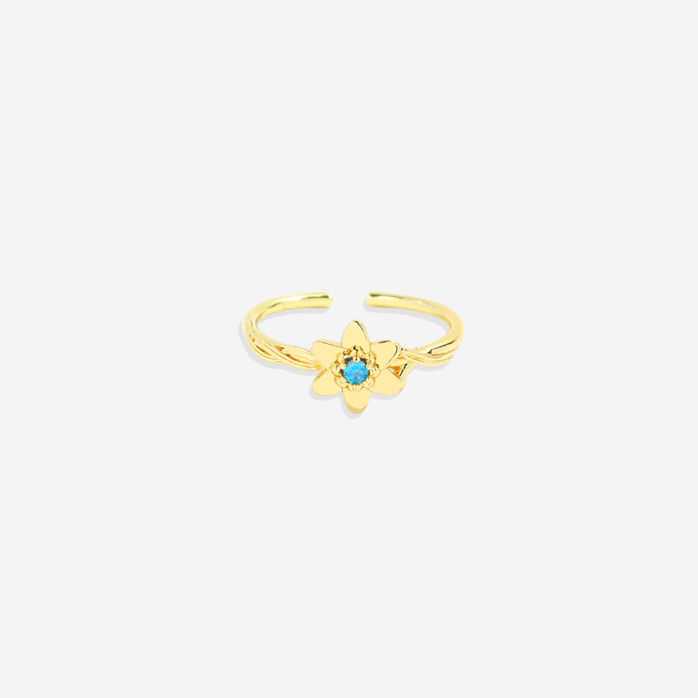 Dainty Gold Birth Flower Ring - March Daffodil