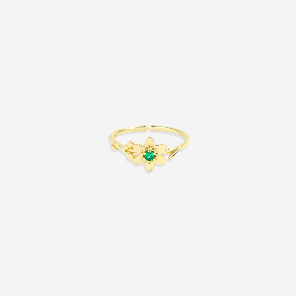 Dainty Gold Birth Flower Ring - May Lily of the Valley