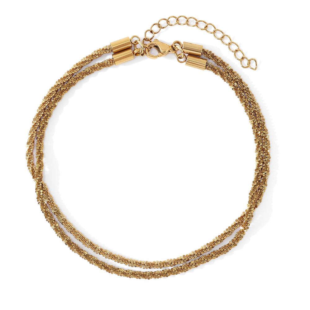 Dainty Layered Anklet - Gold / 9" + 1"