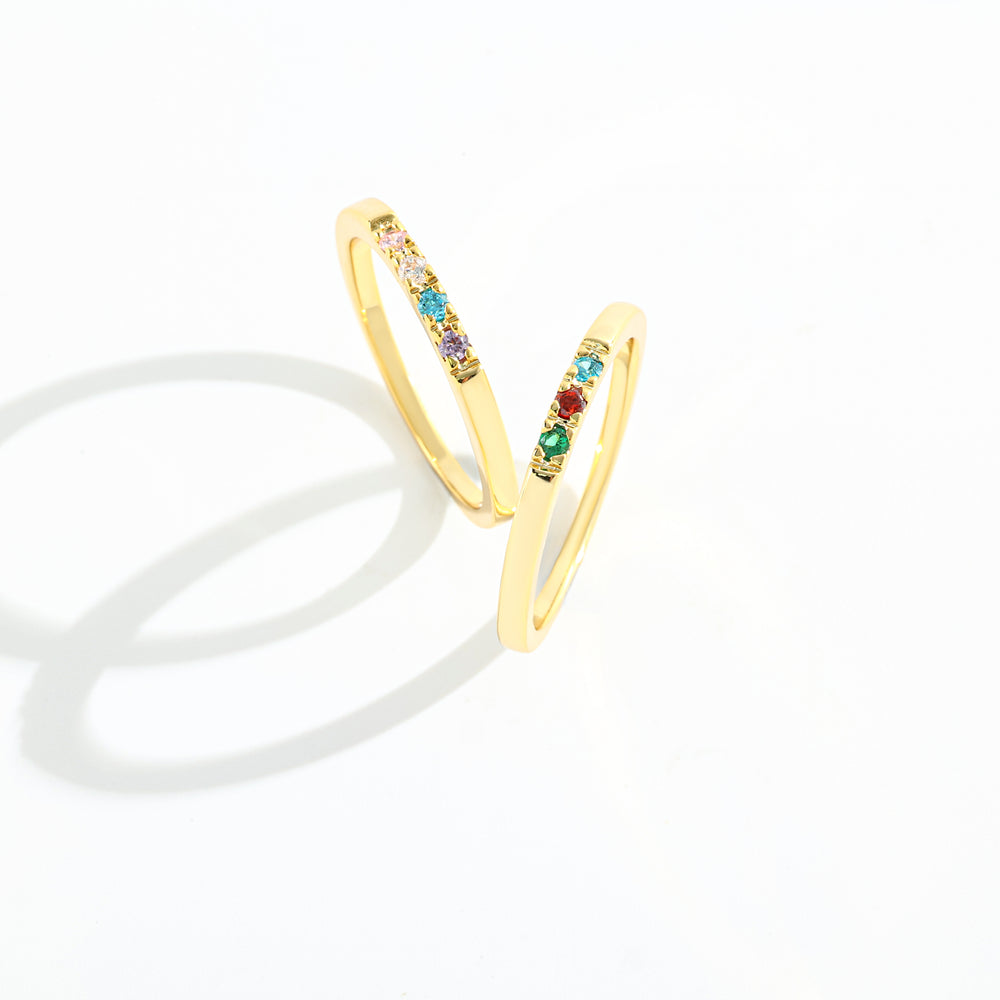 Dainty Stackable Birthstone Ring - Gold / 1 / 7