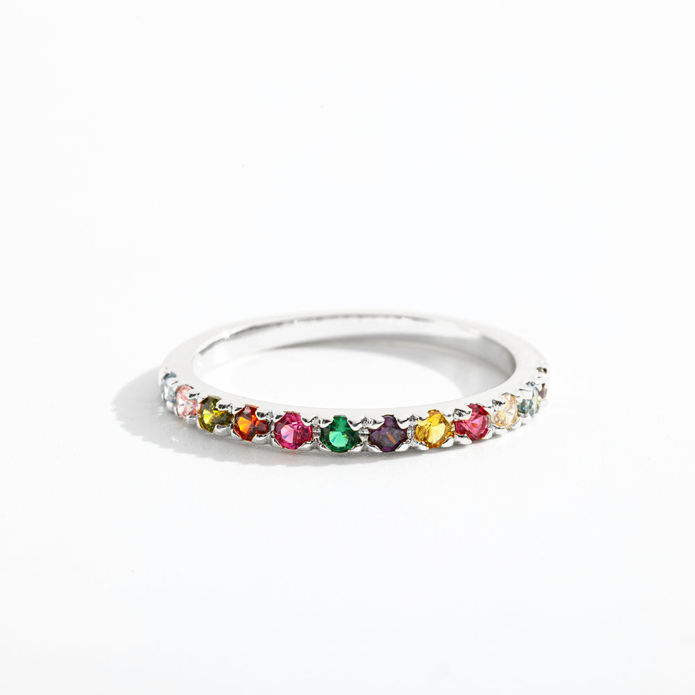 Dainty Stackable Birthstone Ring - Silver / 12 / 10