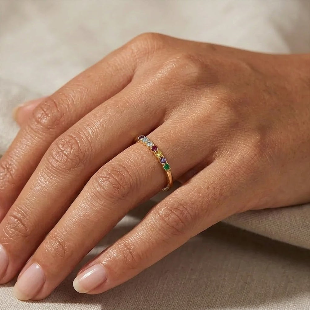 Dainty Stackable Birthstone Ring - Gold / 1 / 7