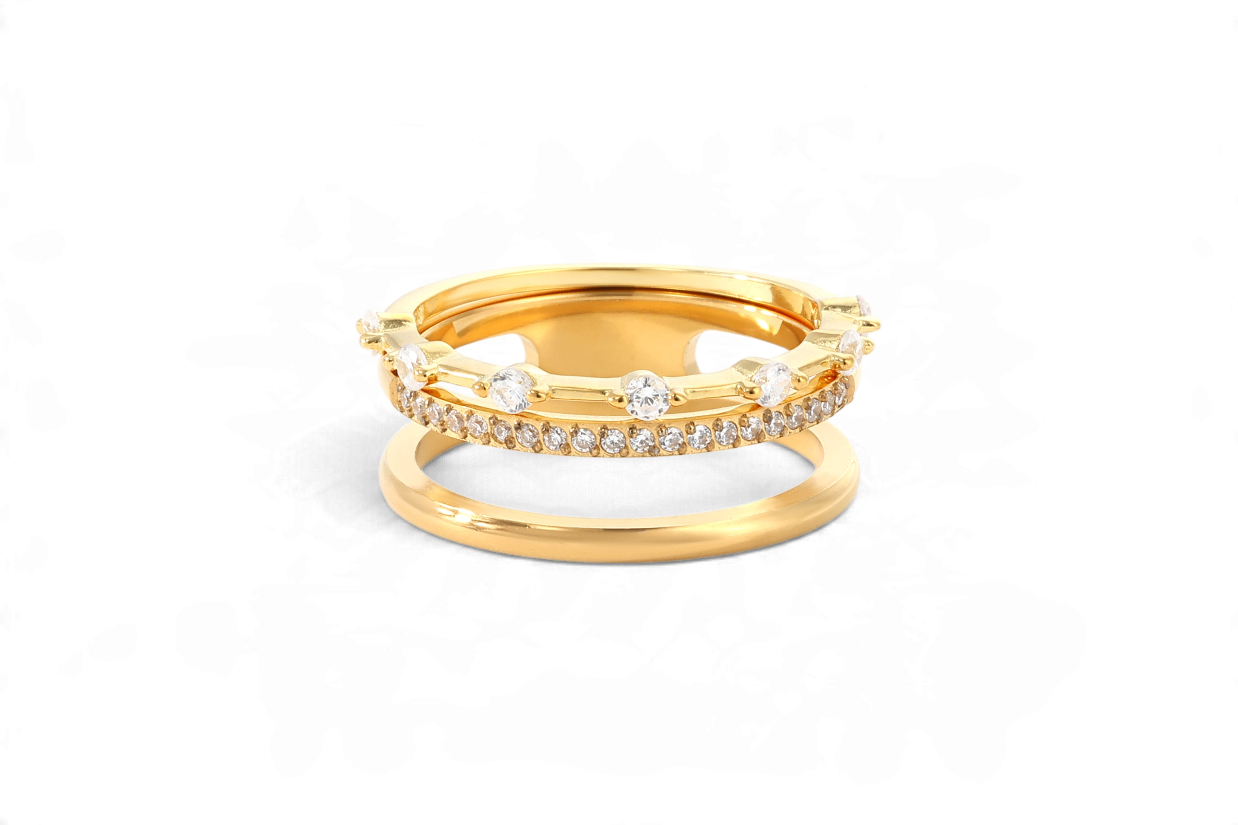 Double Band Pave + Floating Eternity Ring Stack