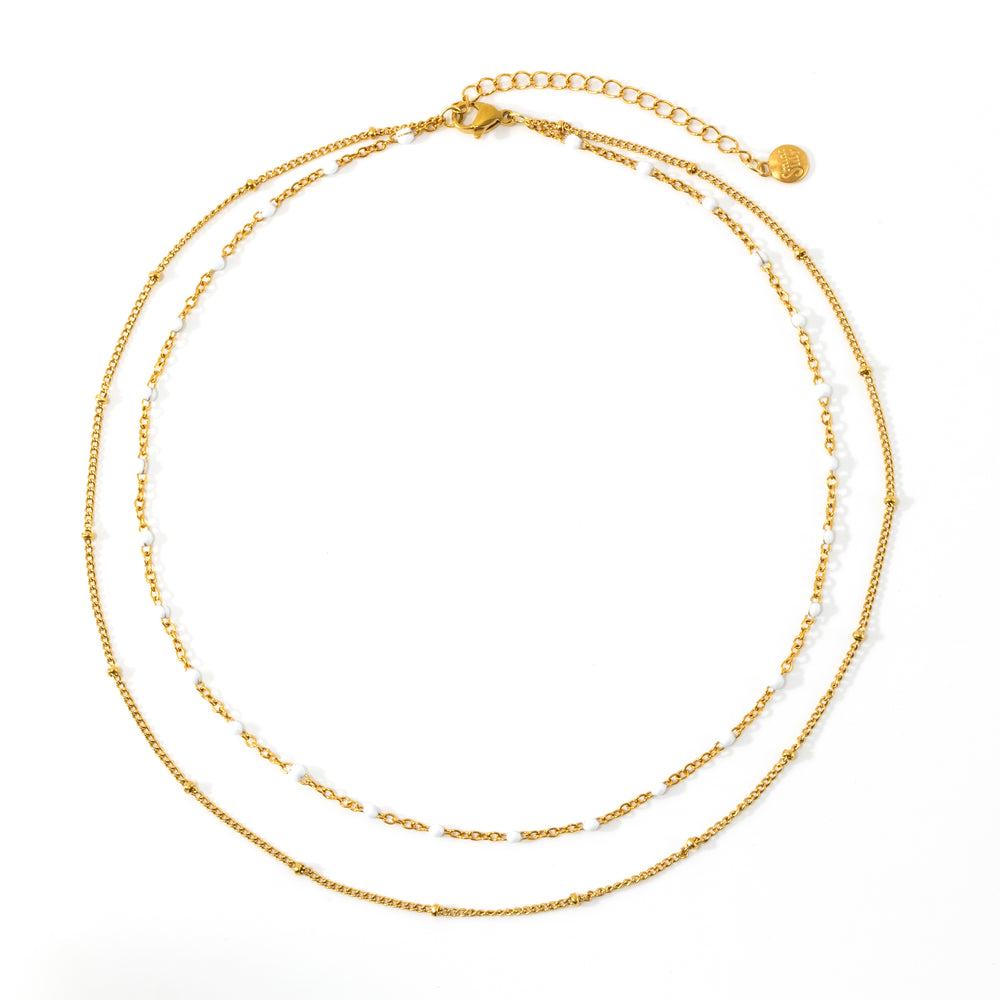 Double Beaded Choker - Gold / 14" & 16" + 2"