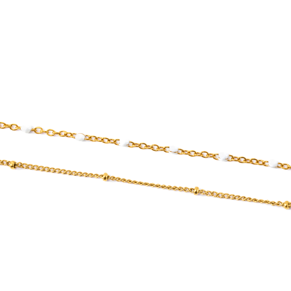 Double Beaded Choker - 18k Gold Plated / 14" & 16" + 2"